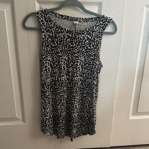 Old Navy Black and White Animal Print Tank Top